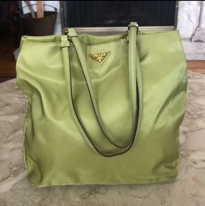 PRADA Prada B11214 Nylon & Leather Tote Bag